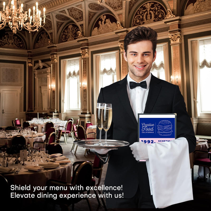 2PCS 8.5 x 11 Inch Menu Covers, 3 Page 6 View Transparent Restaurant Menu Covers, Fits A4 Size Paper, Menu Holder (3 Page)