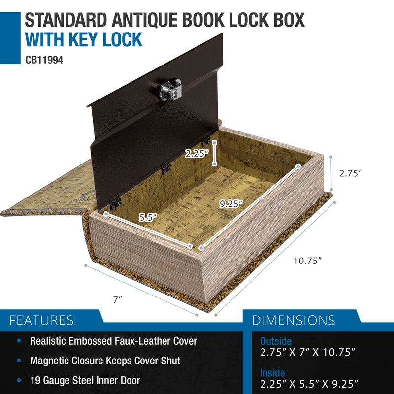 Barska Portable Diversion Dual Book Safe Concealed Lock Box for Secure and Discreet Hidden Storage of Valuables and Personal Items Antique Map