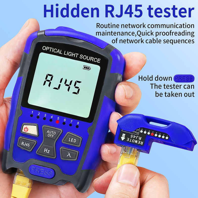 Rechargeable Fiber Optic Light Source A-MC1315 Fiber Optic stabilized Light Source RJ45 Network Testing Single-Mode Dual wavelength 1310 1550nm Suitable for SC/FC/ST/LC Interface with 1 FC-LC Adapter