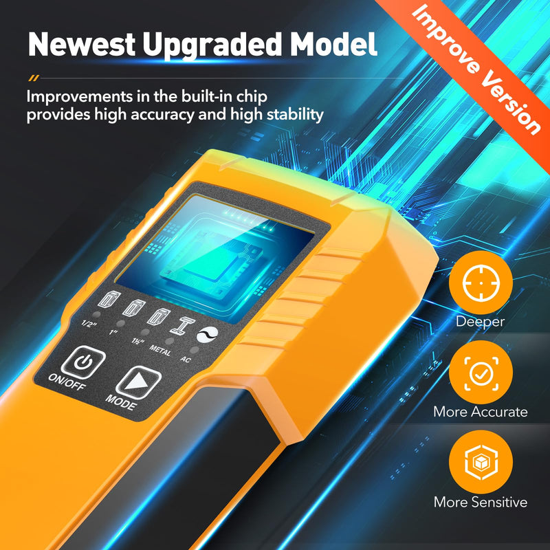Stud Finder Wall Scanner Detector - 5 in 1 Electronic Wall Wood Metal Stud Locator Edge Center Sensor Beam for Live AC Wire Pipe Metal Lumber Joist Drywall Framing Detection（Yellow）