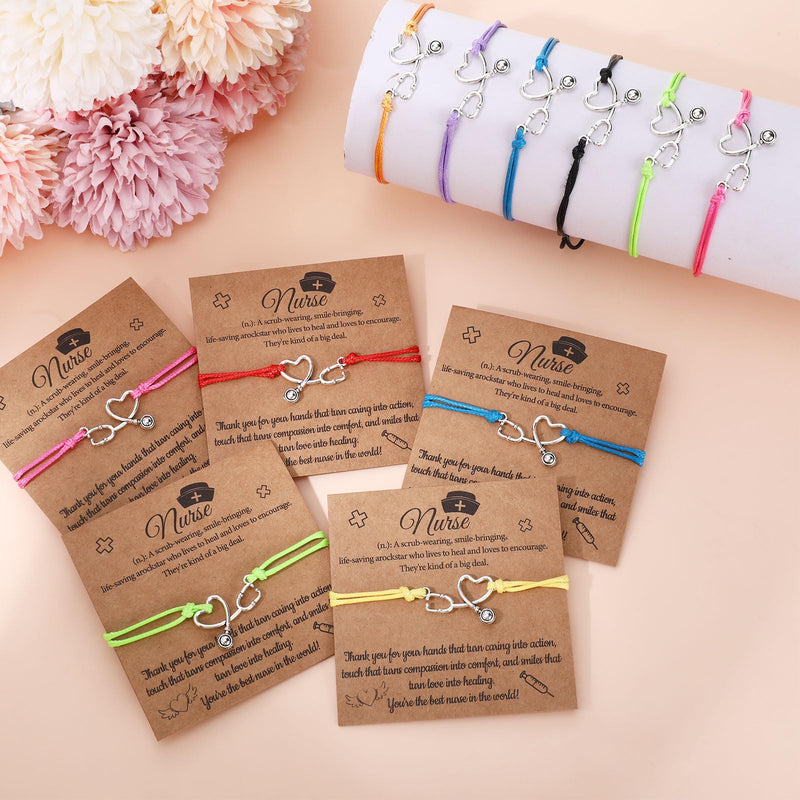 60 Sets Heart Stethoscope bracelet Bulk Nurse Gifts for Women Nurse Bracelet Nurses Week Gifts Bulk 2026 Nurses Appreciation Gift Nursing Student Graduation Gift With Blessing Cards for Women