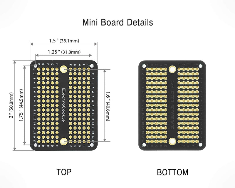 ElectroCookie Prototype PCB Solderable Breadboard for Electronics Projects Compatible for DIY Arduino Soldering Projects, Gold-Plated (5 Pack + 1 Mini Board, Matte Black) 2.Black