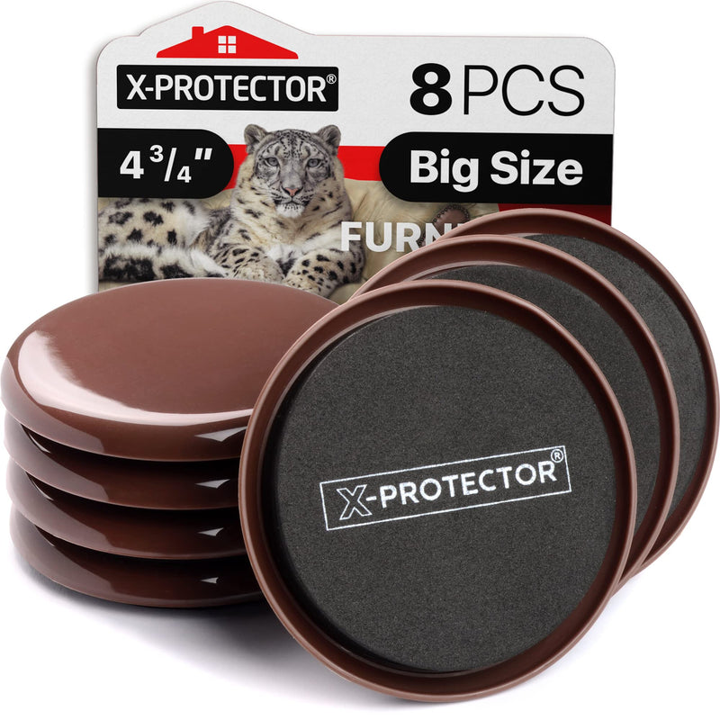 Furniture Sliders for Carpet X-PROTECTOR - 8 PCS Best Heavy Moving Pads 4 3/4" - Sliders for Furniture. Move Your Furniture Easy with Reusable Furniture Movers Sliders for Carpets! 8 PCS 4.75"