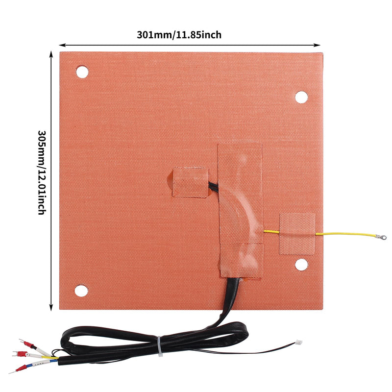 FYSETC 3D Printer Accessories K1 Max Upgraded Part: 120V 800W 11.8X12inch Silicone Mat Heating Bed Built in Bi-Metal Thermostat and Overtemp Protection with Strong Back Adhesive