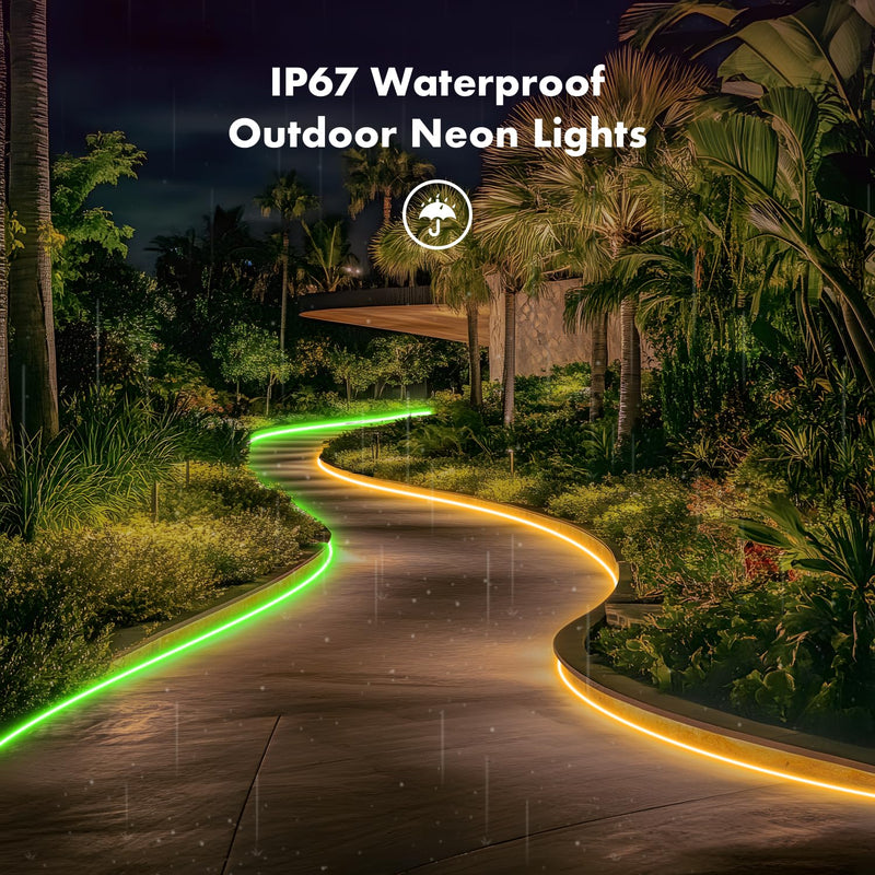 Neon Rope Lights, JIAMEI 20FT RGB LED Strip Lights, App Control, IR Remote, Music Syncing, Outdoor IP67 Waterproof, Flexible Neon Strip Lights Cuttable for Bedroom, Gaming, Party, Outdoors Decor