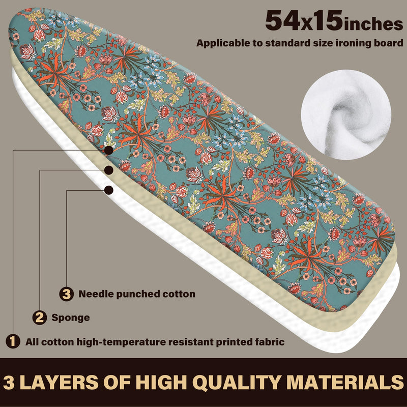 caius Easy Installation 15x54 Ironing Board Cover and Pad - Elastic Edge, Applicable Standard Size Iron Board Cover, Stain Resistant, Setup for Effortless Ironing Experience Red