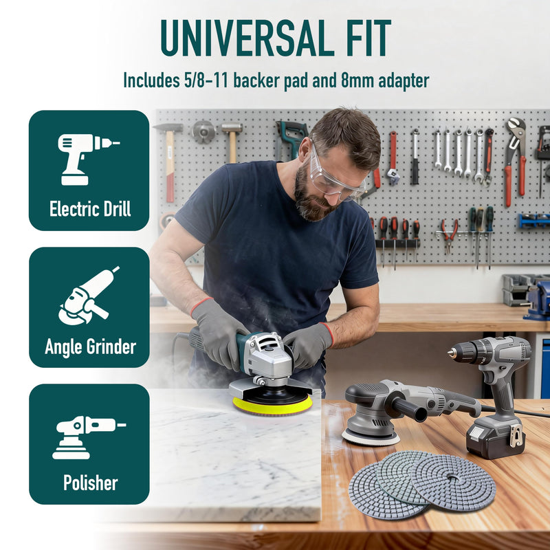 11 PCS 2 Inch Diamond Polishing Pads Kit Wet/Dry 50-10000 Grit for Concrete Stone Edge Granite Tile Marble Rock Countertop Quartz for Drill Grinder Polisher - NewNest Australia