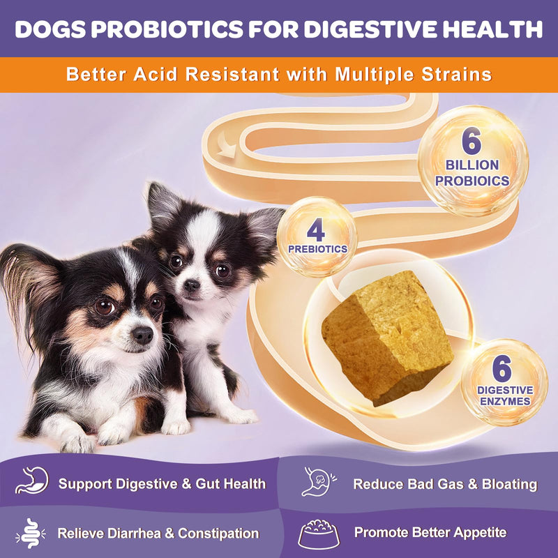 Probiotics for Dogs, Skin and Coat Supplement for Dogs Itchy Skin Relief with Omega 3