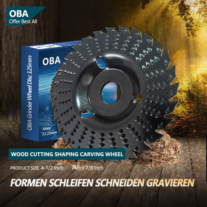 OBA Wood Carving Disc 4-1/2 Inch Wood Cutting Wheel 28-Tooth for Angle Grinder Wood Carving,Polishing,Carving with 7/8 inch Arbor