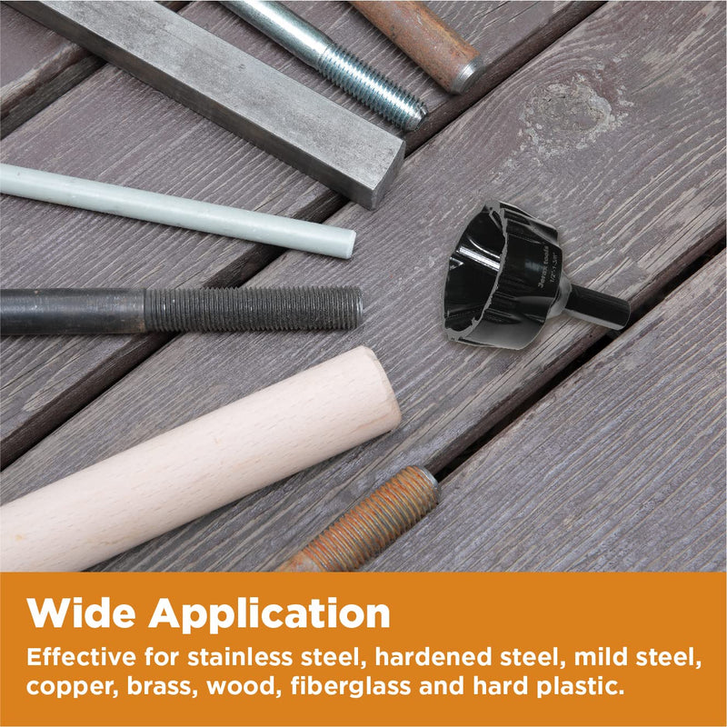 Tungsten Carbide Chamfering Drill Bit 1-1/8" for Removing Burr and Edge Deburring, Quick Release Hex Shank Deburring Tool for Metal Rod, Tube, Screw, Dowel, Sheet, Copper/PVC Pipe 3/8" - 1-1/8" (1 PCS)