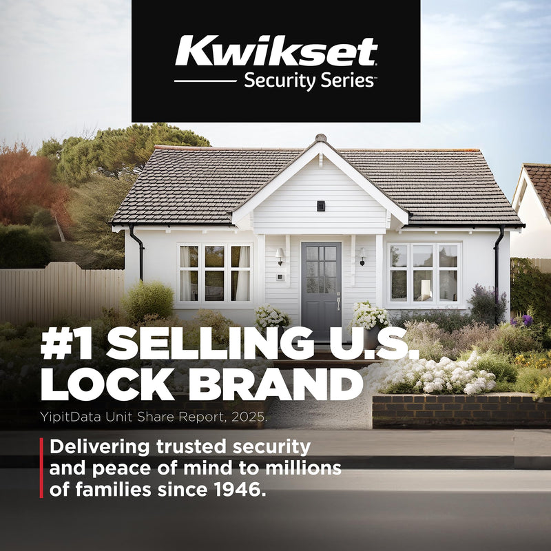 Kwikset 660 Deadbolt Lock, Polished Brass Round Exterior Keyed Front Entry Door, Single Cylinder Dead Bolt Old Latch