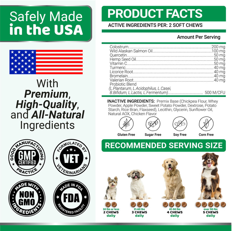 Dog Allergy Relief Chews - 240 Immune Treats - Dog Itching Skin Relief Treatment Pills - Anti-Itch - Itchy and Paw Licking - Omega 3 Fish Oil for Dogs Allergies - Dry Skin & Coat Supplement Vitamins 240 Chews Dog Allergy Chews