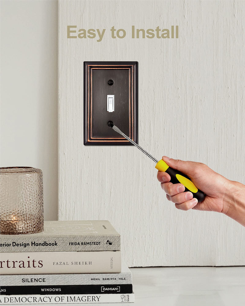 4-Pack Single Toggle Wall Plate, Decorative Aged Bronze Light Switch Cover, Metal Switch Plate Cover, 3.15''*4.88'', Midsize 1 Toggle 4PK - NewNest Australia