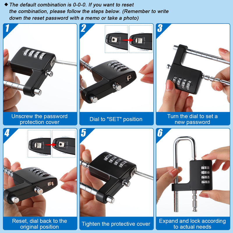 Gisafai 2 Pieces 4 Digit Combination Cabinet Lock, Long Code Combination Padlock for Gym School Lockers, Child Proof Code Sliding Locks for Fences, Drawers Closet