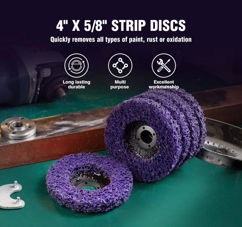 S SATC Strip Discs Abrasive 4'' x 5/8'' Purple Stripping Wheel for Angle Grinder 5PCS Grinders Power Tools for Clean and Remove Paint Rust and Oxidation 5 PCS 4'' x 5/8'' Strip Disc