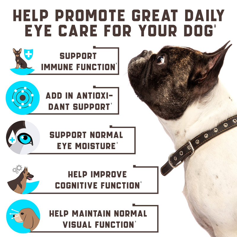 Vision Treats for Dogs - Dog Vision Supplement for Eye Health, Tear Stains, Immune Support - Vitamin С, Zinс, Carrot, Fish Oil, Lutein - 180 Soft Chews with Duck Flavor - for All Breeds and Ages - PawsPlanet Australia