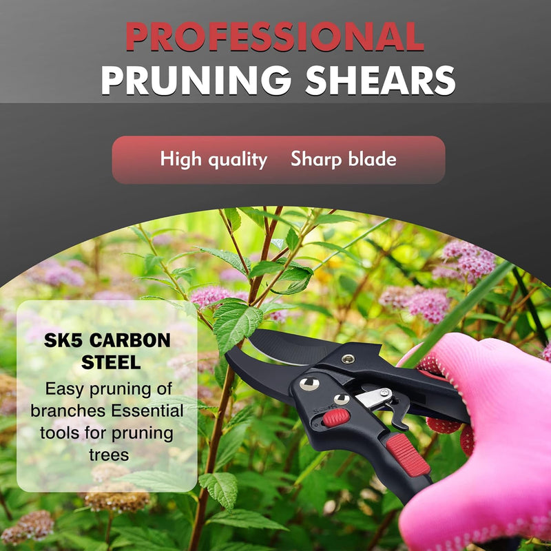 Ratchet Pruning Shears for Gardening Heavy Duty - Increases Cutting Power 3x - Perfect Ratchet Pruners for Weak Hands & Arthritis- 8” Anvil Garden Clippers - w/Extra Sharp Blade for Effortless Cutting