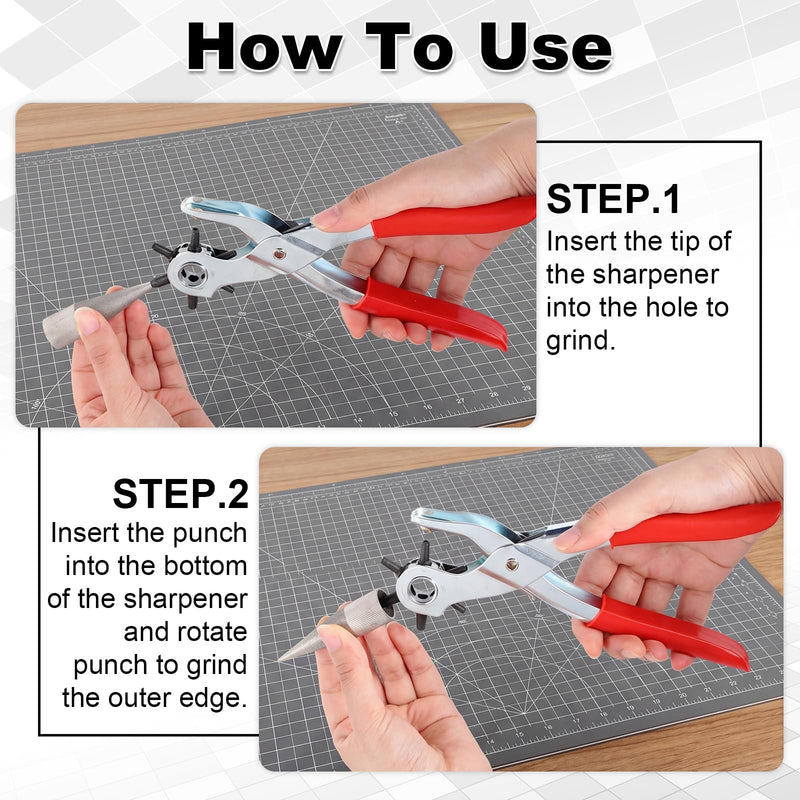 2 Pcs Emery Round Hole Punch Edge Sharpener 2-16mm Handmade DIY Leather Manual Punch Polishing Grinder Tool for DIY Leather Crafts