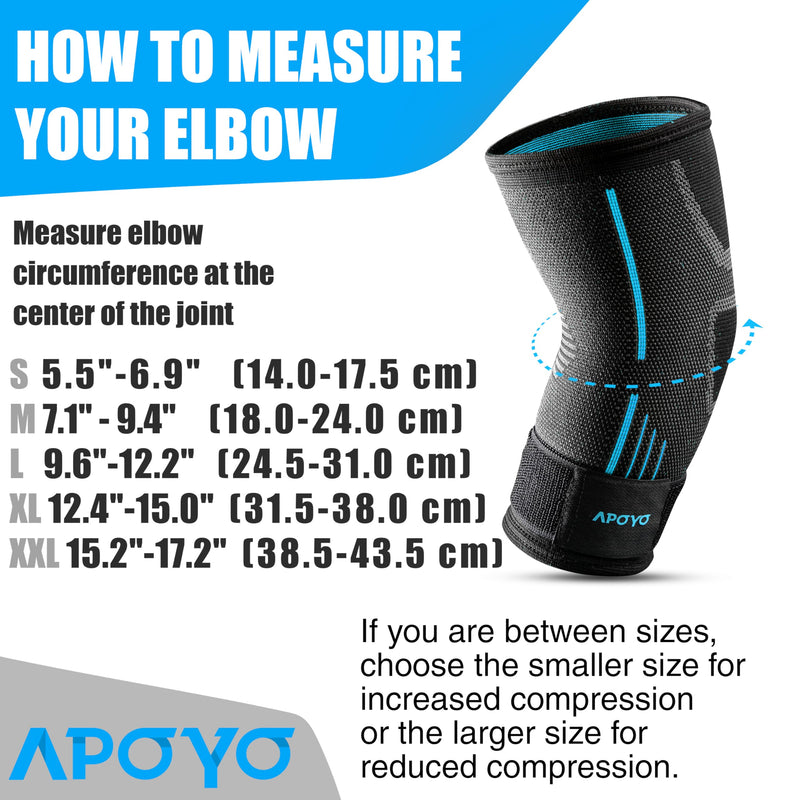 APOYO Elbow Brace for Tendonitis and Tennis Elbow, Compression Sleeve for Arthritis, Workouts, Reduce Joint Pain During Fitness Activity (Large) Large Blue