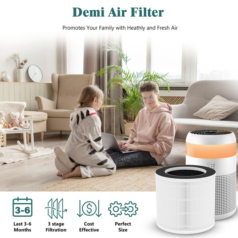 2 Packs Demi Replacement Filter Compatible with Afloia Demi Small Desktop Air Cleaner Purifier for Home Office, 3-in-1 Demi Main Filter,Fine Pre-filter and Activated Carbon Filter 2 Packs