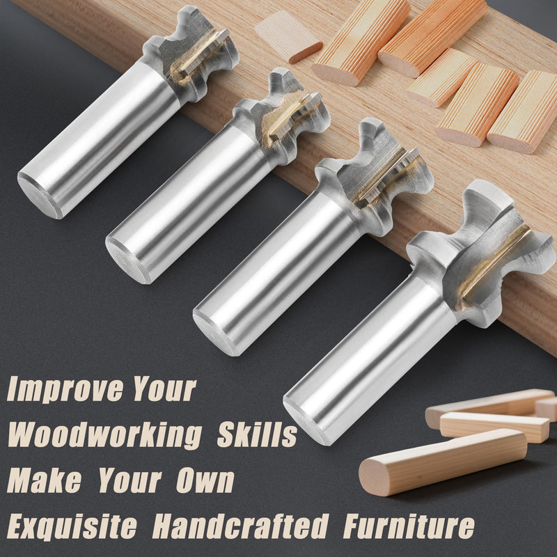 Domino Tenons Router Bits Compatible with DF500/DF700 Domino Tenons - 5mm, 6mm, 8mm, 10mm, 1/2 Shank Router Bits Tool Set with Deep Wave Grooves Suitable for a Variety of Woods