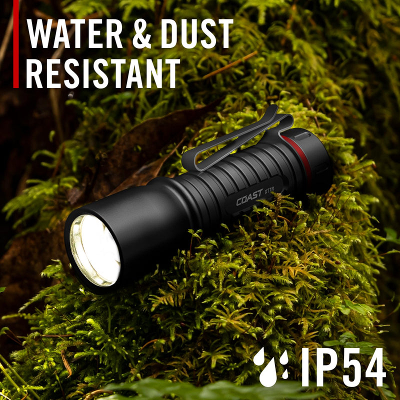 Coast XT7R 1500 Lumen Rechargeable LED Flashlight with Magnetic Mount, Slide Focus, and Pocket Clip, Black