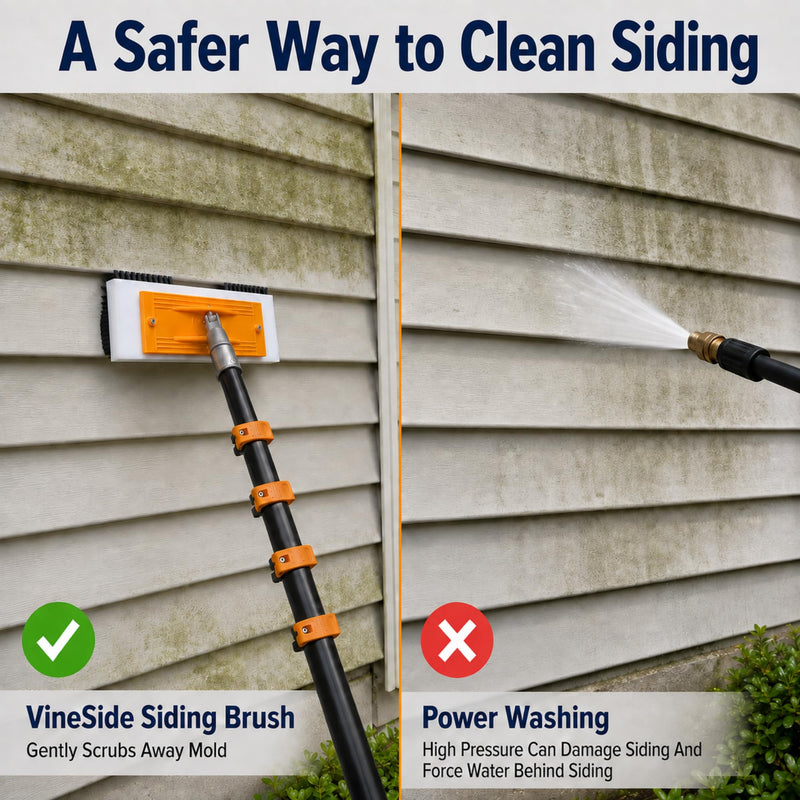 VineSide Vinyl Siding Brush Exterior House Cleaner Fits Extension Poles
