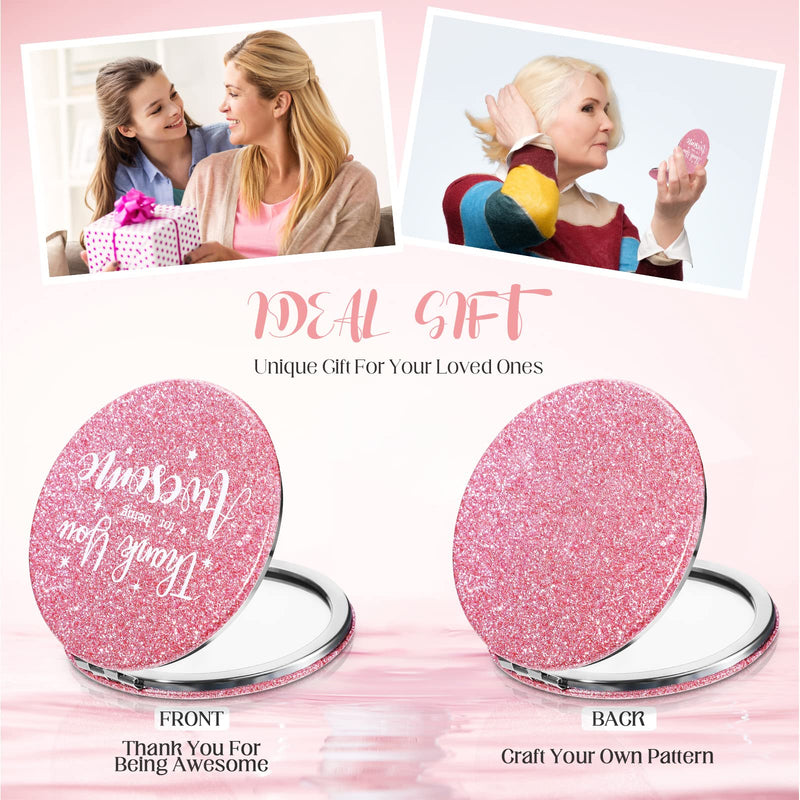 Roowest 12 Pcs Inspirational Compact Mirror Birthday Small Gifts for Mom Women Bulk Double Sided Travel Thank You for Being Awesome Makeup Magnifying Pocket Mirror for Purse(Pink) Pink