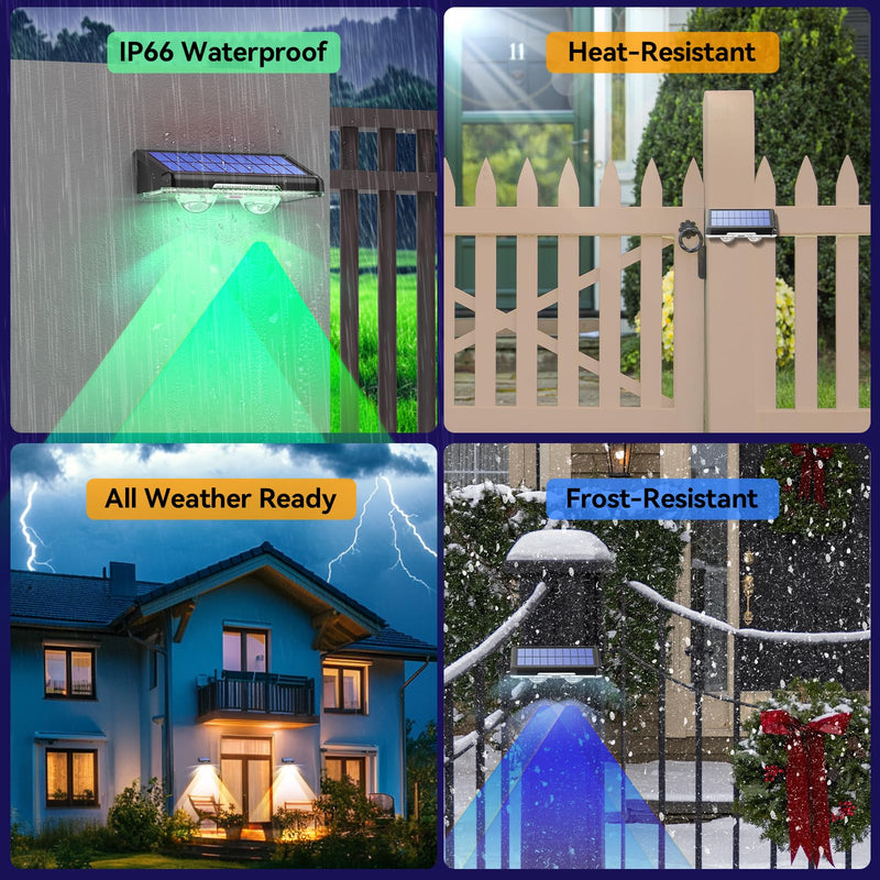 TECKNET Solar Fence Lights Outdoor 12 Pack, Warm White & 6 Colors & RGB, IP66 Waterproof LED Deck Light, Dusk to Dawn Fence Lights Solar for Wall, Railing, Step, Patio, Pool, Backyard, Outside 3000K/Color Changing