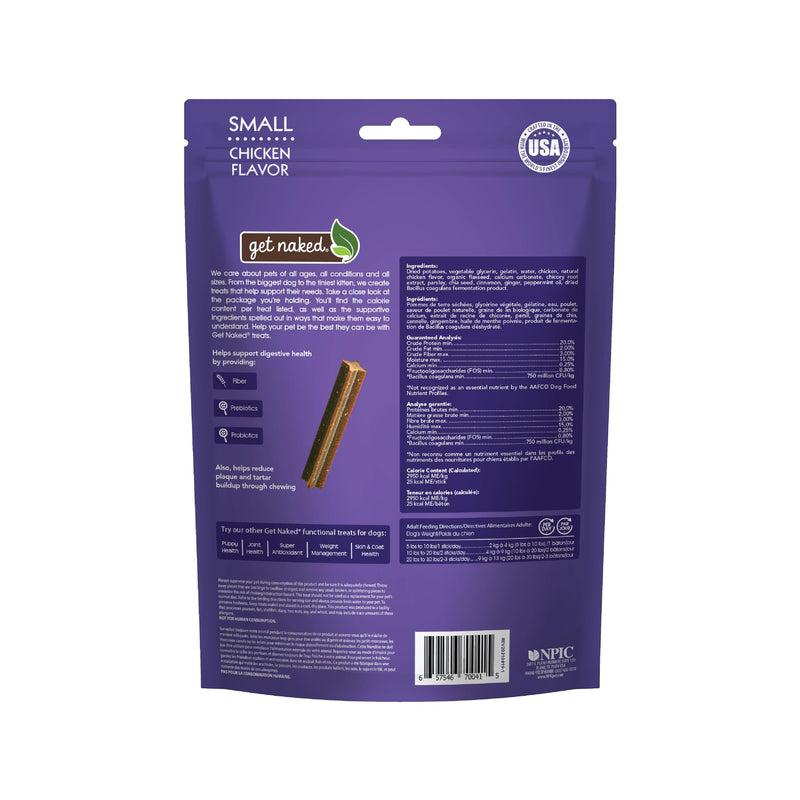 Get Naked Grain Free 1 Pouch 6.2 Oz Digestive Health Dental Chew Sticks, Small Chicken 6.2 Ounce (Pack of 1) - PawsPlanet Australia
