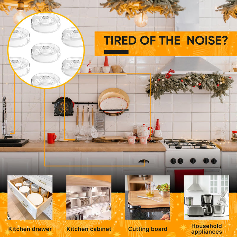 Vellax Self Adhesive Cabinet Door Bumpers - 128 pcs Sticky Silicone Clear Sound Dampening Rubber Bumpers - Cabinet Bumpers for Wall Protection, Kitchen Furniture, Decor, Drawer Stops SB-05P 128 Pcs - 0.5" x 0.2"
