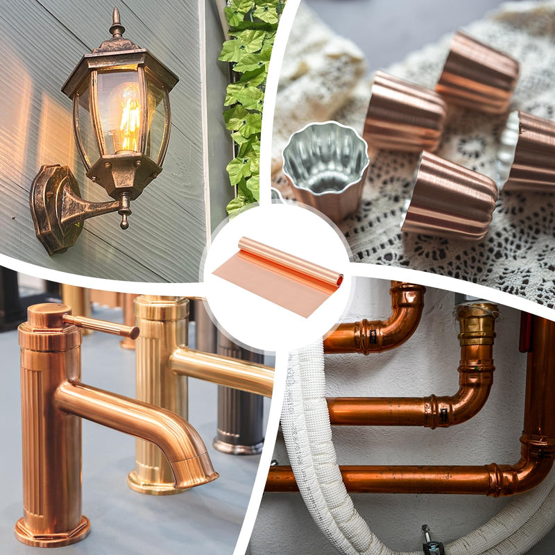 uxcell T2 Copper Sheet Roll, 0.05mm 29Ga Thick, 3050mm x 305mm/10Ft x 12in, Copper Strip for Craft, Electrical, House Repair 3050mm x 305mm x 0.05mm