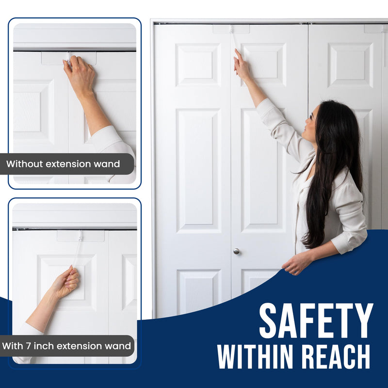 (4- Pack) - Safety Innovations Bi-fold Door Lock - Closet Protection Child and Pet Proof Bi-fold Door Lock - Tool-Free Installation - Unbreakable Clear Polycarbonate - for 1 3/8" Thick Wood Doors