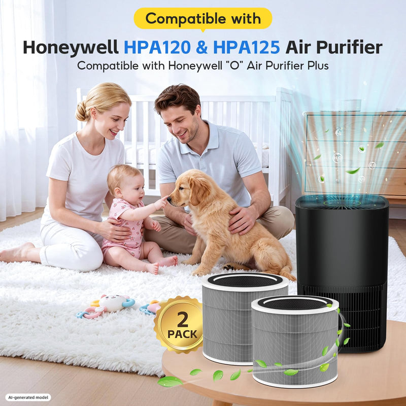 2 Pack HPA120 Filter Compatible with Honeywell HPA120 & HPA125 Air Purifier