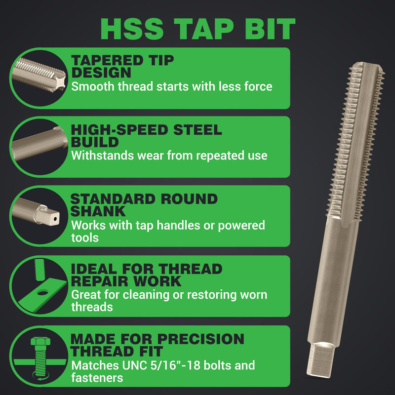 Hovr Solutions Shelf Installation Bit Pack, 17/64in Drill Bit, 5/16in Tap | HSS Steel Drill & Tap Bit Set, No Visible Hardware Mounting, Used For Hidden Bracket Floating Shelf Systems, 2-Piece Pack Set