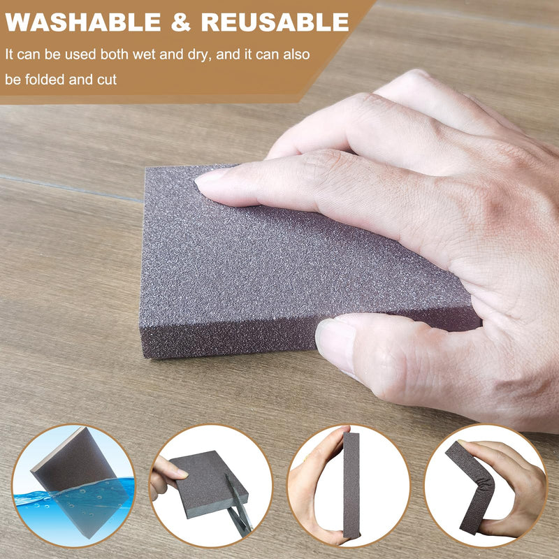 6 Pack 400 Grit Hand Sanding Block, Washable and Reusable Sanding Sponge Great for Pot Brush Pan Brush Sponge Brush Glasses Sanding Wood Sanding Metal Sanding (400 Grit)