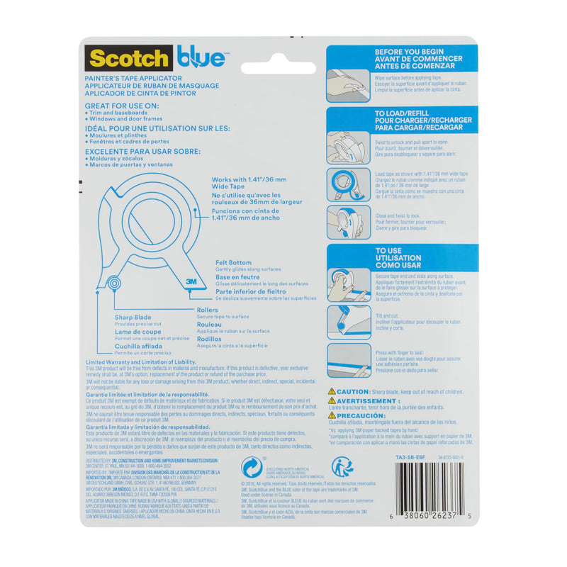 3M TA3-SB-ESF ScotchBlue Painter's Tape Applicator, White 1.41" Width