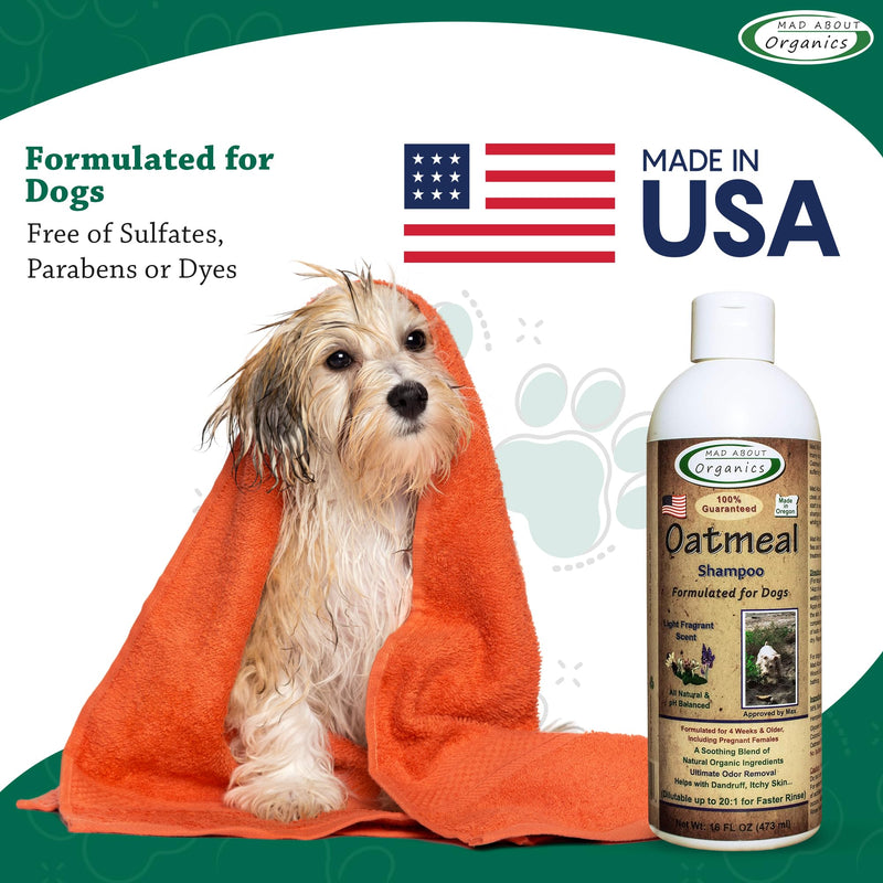 Oatmeal Dog Shampoo for Itchy Skin - Gentle, pH-Balanced with Calming Vanilla & Lavender - Ideal for Dry, Flaky & Sensitive Coats - Mild Formula for Comfort - 16 oz Made in USA 16 Ounces - PawsPlanet Australia