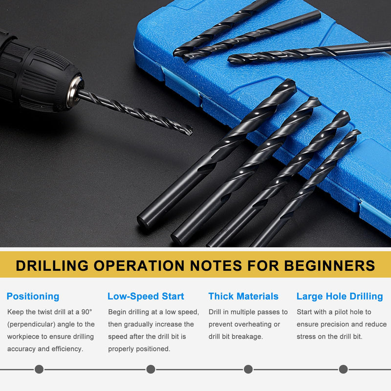 PATIKIL Letter R Drill Bit, M35 Cobalt 5% High-Speed Steel Jobber Straight Shank 135° Nitriding Black for Stainless Steel Hard Metal - 6 Pack