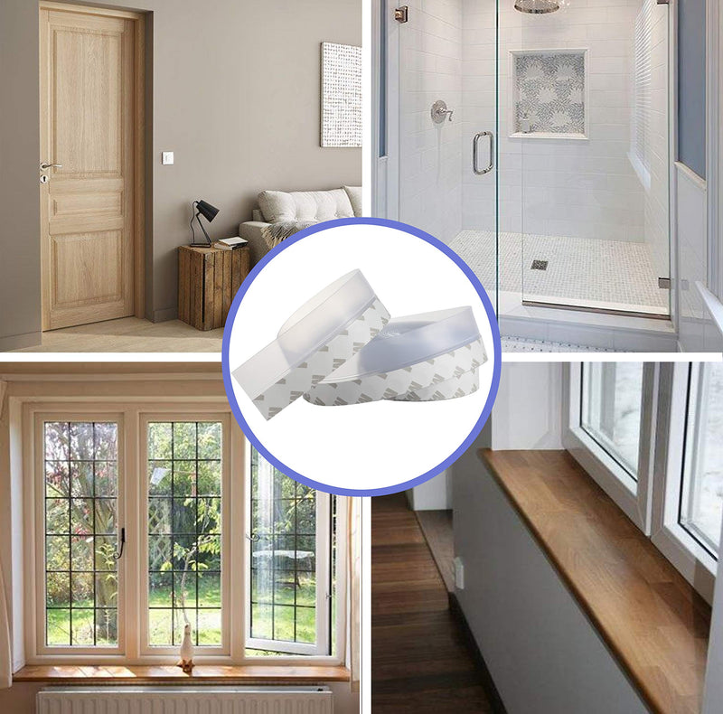 Weather Stripping Door Seal Strip,Door Strip Bottom for Doors Silicone Sealing Sticker Adhesive for Doors and Windows Gaps of Anti-Collision Silicone 5M/16FT (25MM, Transparent) 25mm