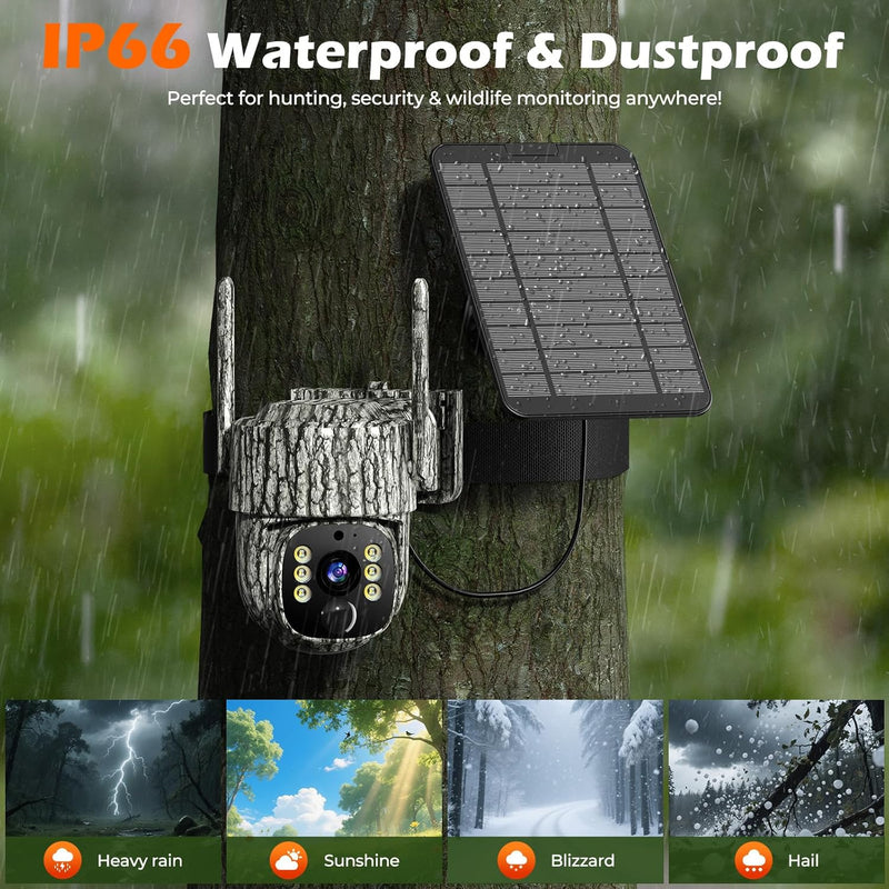 4G LTE Cellular Solar Powered Security Camera Wireless Outdoor, No WiFi Wireless Camera with SIM Card & Unlimited Data Plan, 2 Way Talk, 355° Live View, 2K Color Night Vision, PIR Motion Sensor - NewNest Australia