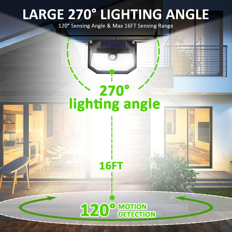 Solar Outdoor Lights, 230 LED with Motion Sensor and 3 Modes, IP65 Waterproof, 270° Wide Angle Light, Easy-to-Install Intelligent Security Wireless Wall Lights for Patio, Front Door(6 Pack) 6 Pack