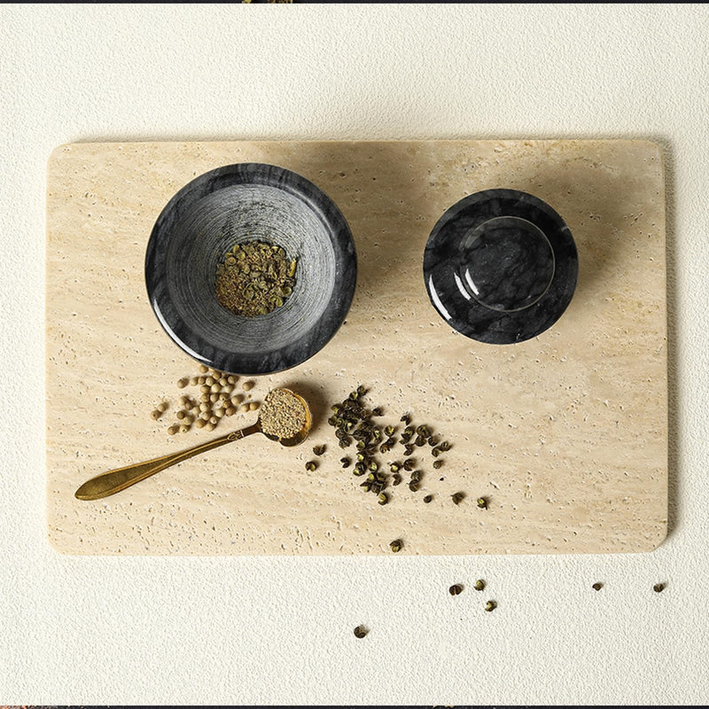 Marble Mortar and Pestle Set for Grinding Herbs Spice Pills Seeds Guacamole Garlic and Ginger Stone Grinder Seasoning Crusher Elegant and Cute Kitchen Tools Black