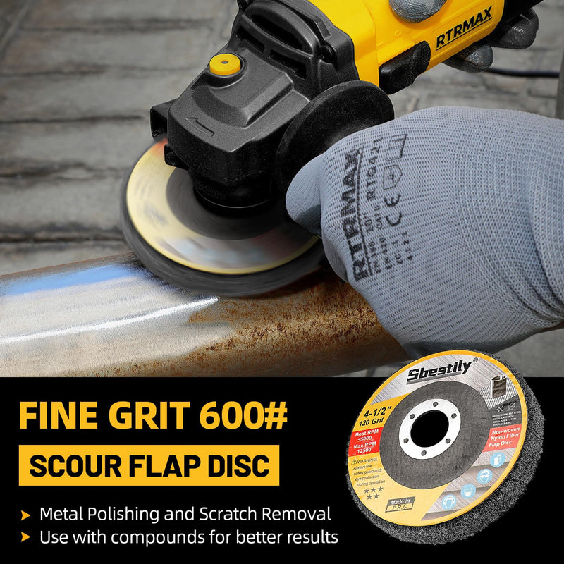 10Pcs 600 Grit Scour Flap Disc 4 1/2 Inch Fine Polishing Buffing Wheel for Metal Stainless Steel Angle Grinder Scouring Pads Scuff Sanding Discs Paint Rust Remover 600 Grit 10PCS