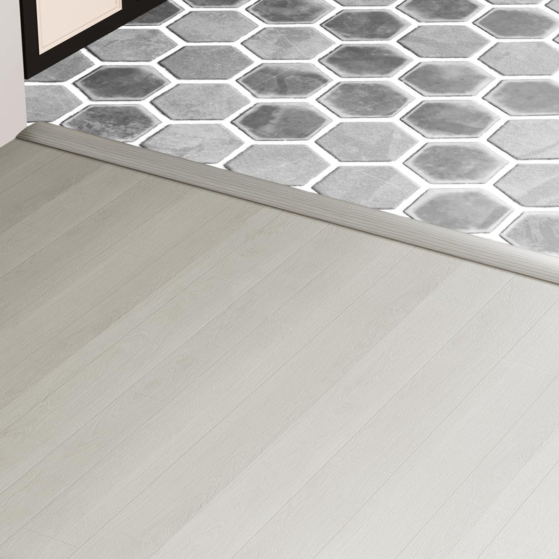 4 Ft x 2" Floor Transition Strip Doorways, Vinyl Adhesive Laminate Flat Divider Flooring for Joining Floor Gaps, Carpet, Threshold Cover, Floor Tiles (Beige Grey) 2in*4ft Beige Grey