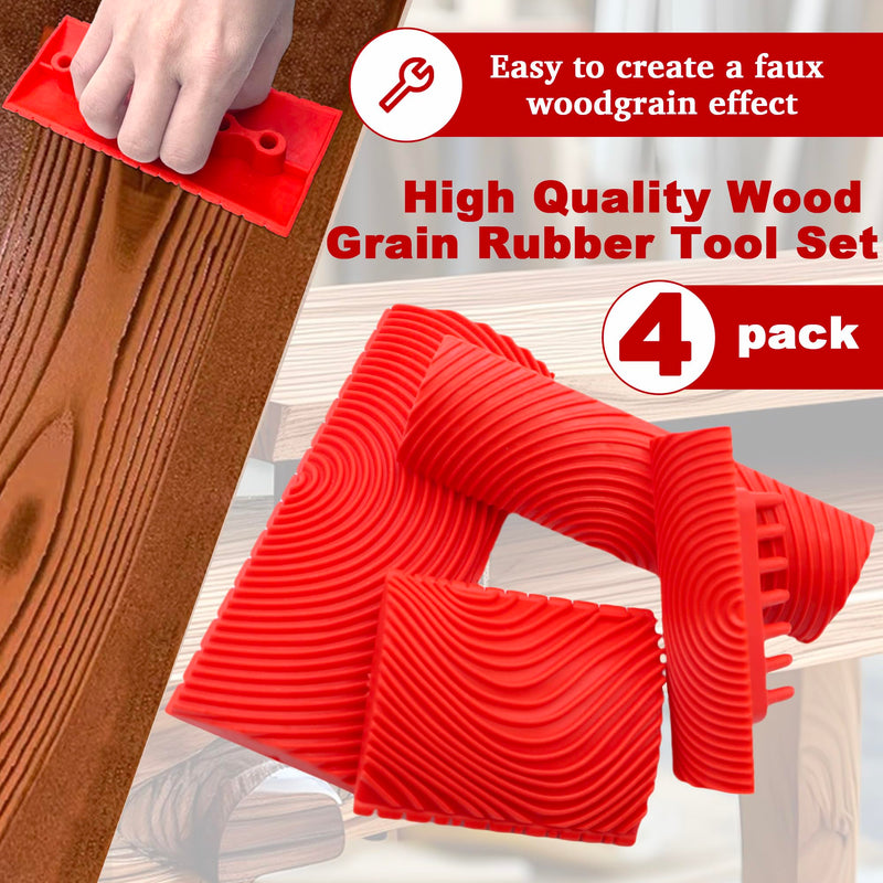 Wood Grain Tool - Natural Woodgrain Maker for Decorative Painting Premium Wood Graining Tool Set Enhance Your DIY Projects with Wood Grain Patterns Pack of 4