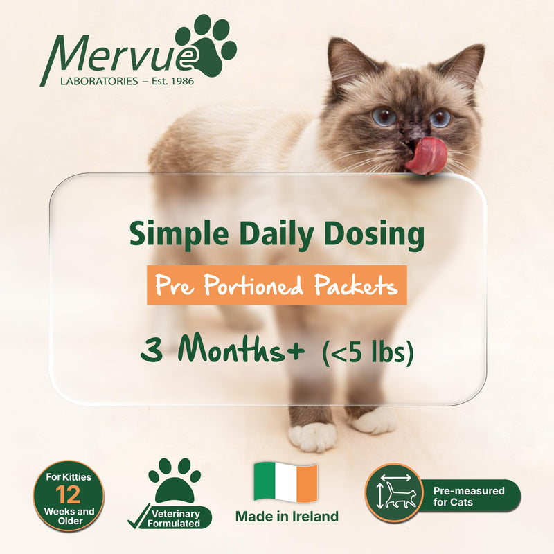 Mervue Skin and Coat Supplement for Cats – Omega 3 Cat Supplement in Gel w/Zinc & Biotin for Dry Skin & Shedding – Tasty, Easy-to-Use Cat Nutritional Gel for Shiny Fur & Healthy Skin (14, 5ml Packs)
