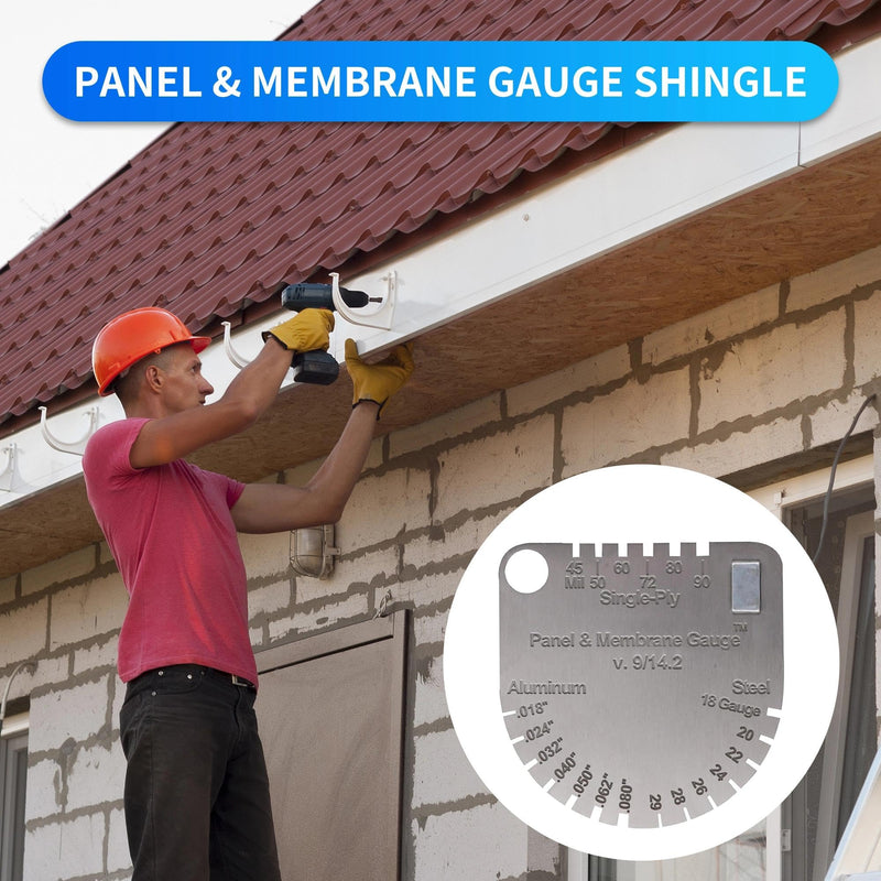 Upgraded Panel & Membrane Gauge Shingle - Stainless Steel Thickness Measuring Tool for Metal Roofing, Asphalt Shingles & Double Ply Membranes (1-Pack)