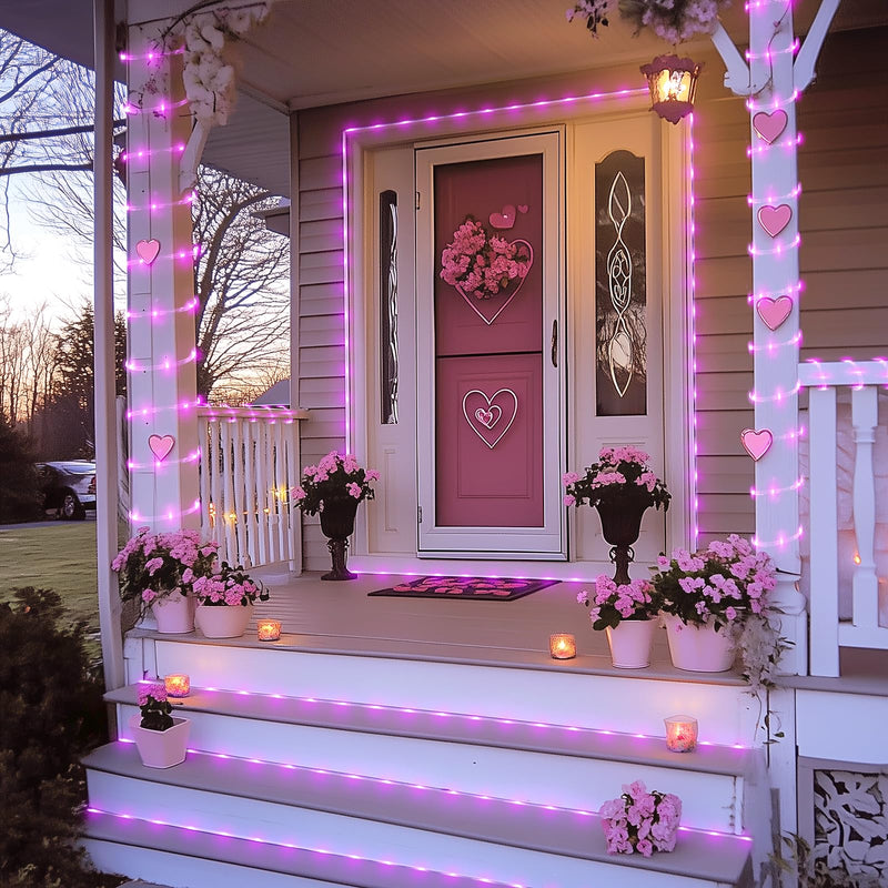 JMEXSUSS 200 LED Pink Rope Lights for Valentines, Valentines Day Lights Indoor Outdoor Waterproof, 66 FT Pink String Lights Plug in for Outside Porch Girl’s Bedroom Valentines Decoration