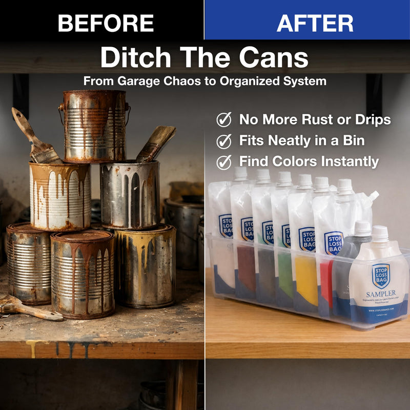 8 Reusable Paint Storage Bags 1L Leftover Paint Containers, Funnel and Clip 34 Oz